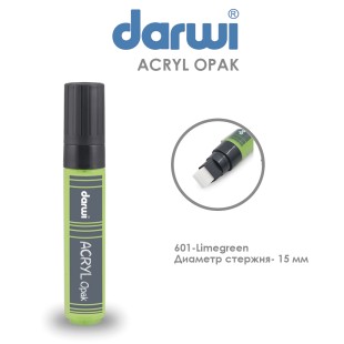 Акриловый маркер Darwi "Acryl Opak" №601 Зеленый анисовый,  наконечник 15 мм