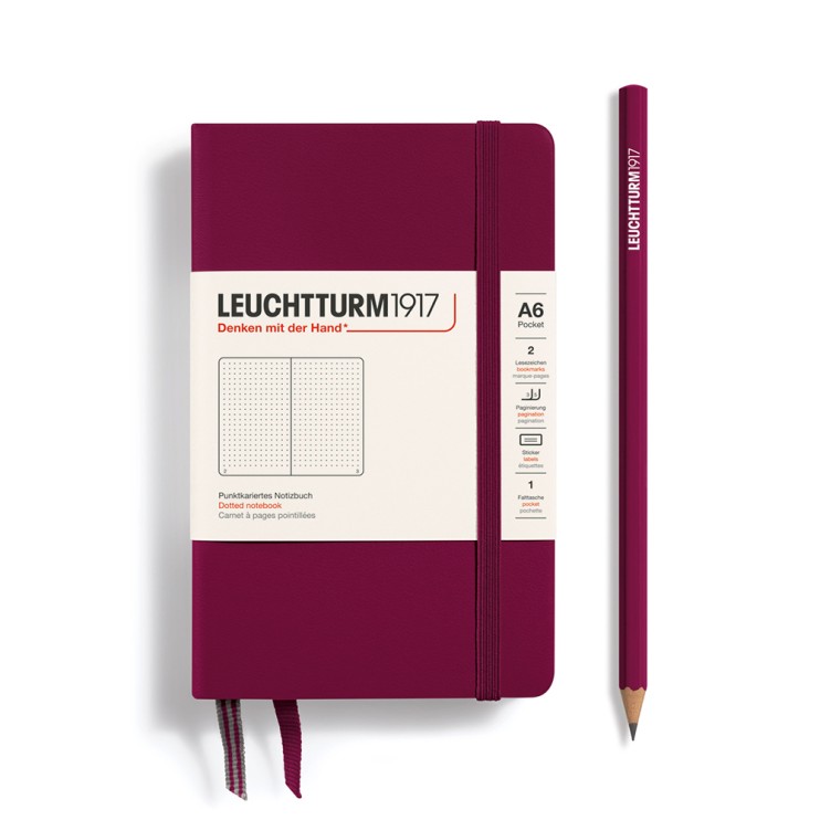 Блокнот в точку Leuchtturm1917 "Pocket" A6, 93л, 80гр/м², твердая обложка, Красный Портвейн (359703)