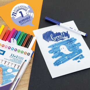 Набор фломастеров Milan "Maxi" 11 цветов, 12 штук (1 фломастер для стирания)