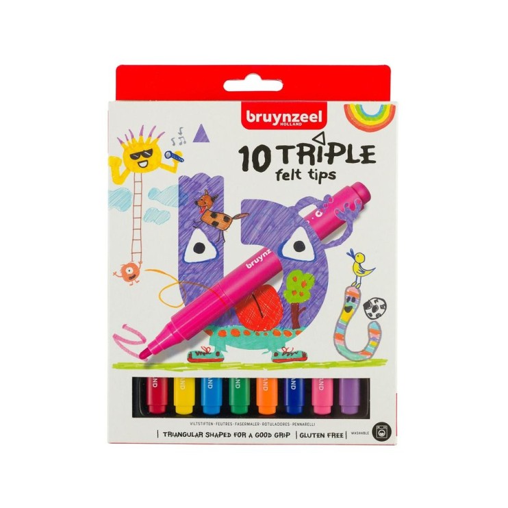 Набор фломастеров Bruynzeel "Triple" 10 штук в картонной упаковке