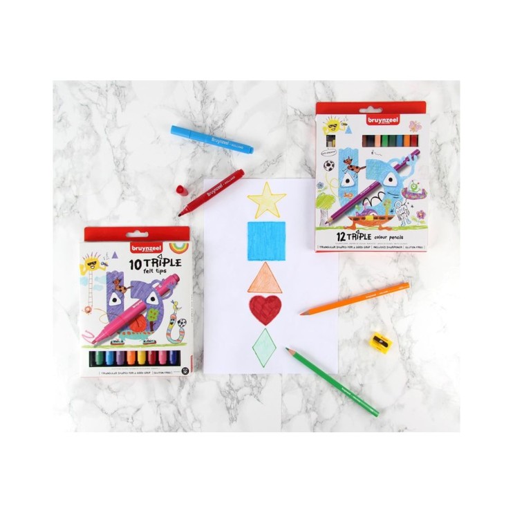 Набор фломастеров Bruynzeel "Triple" 10 штук в картонной упаковке