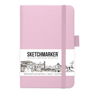 Блокнот для зарисовок Sketchmarker  9x14см, 80л,140гр/м², твердая обложка, Розовый