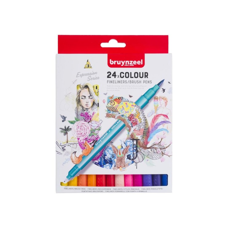 Набор линеров Bruynzeel 2in1 "Fineliners +Brushpen" 24 цвета