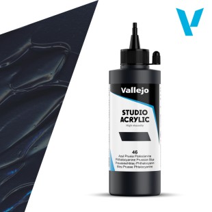 Акрил Vallejo "Studio" 46 Phthalocyanine Prussian Blue (Голубой прусский), 200мл
