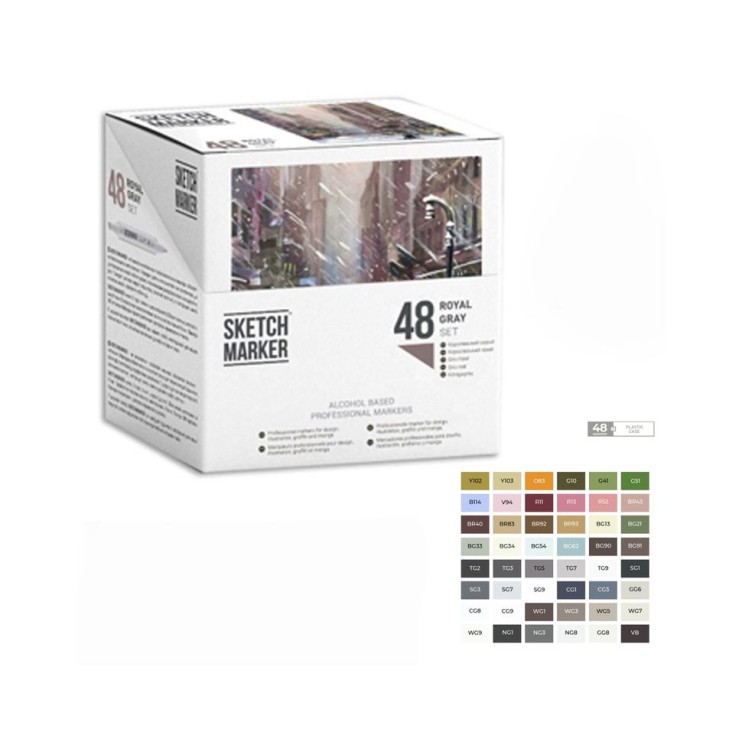 Набор Sketchmarker "Royal Grey" 48 маркеров в пластиковом боксе