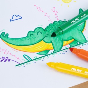 Набор фломастеров Milan "Maxi" 12 цветов, конусообразный наконечник, в картонной упаковке