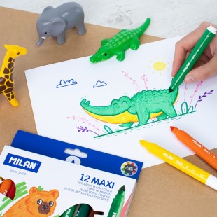 Набор фломастеров Milan "Maxi" 12 цветов, конусообразный наконечник, в картонной упаковке