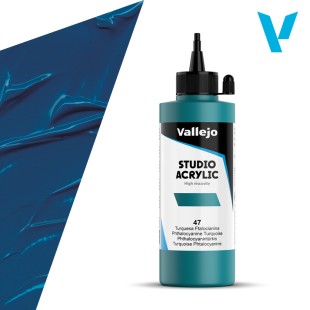 Акрил Vallejo "Studio" 47 Phthalocyanine Turquoise (Бирюзовый), 200мл
