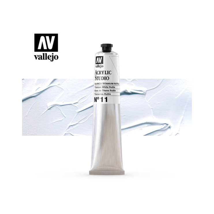 Акриловая краска Vallejo "Studio" #11 Titanium White Rutile (Белила титановые), 58мл