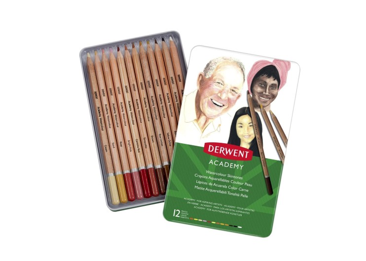 Набор акварельных карандашей "Academy Skin Tones" 12 штук в металлическом пенале (2300386)