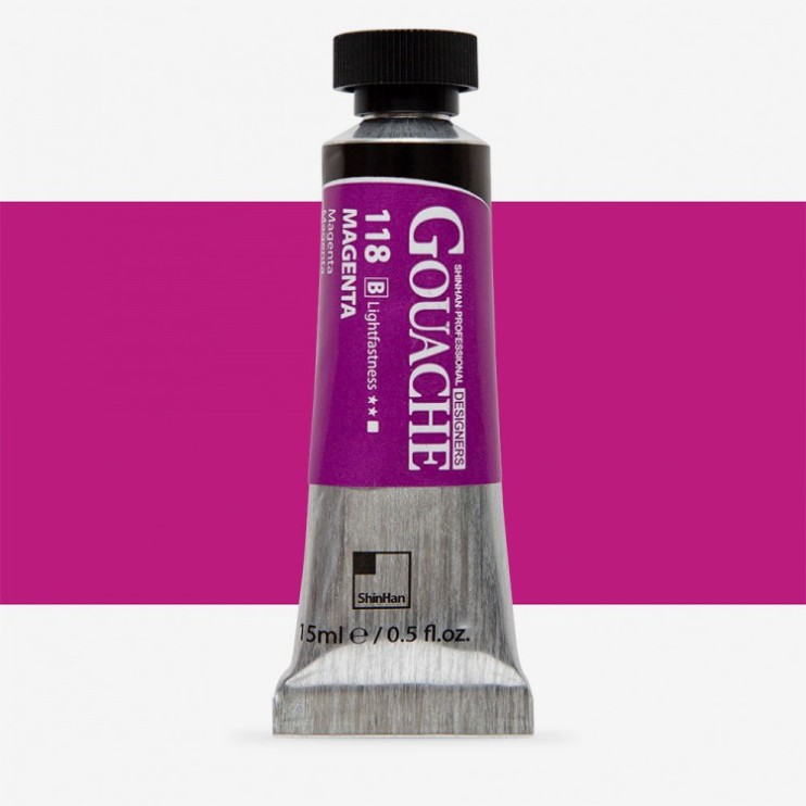 Гуашь Shinhan "Designers GOUACHE" №118(B) Magenta (Маджента), туба 15мл