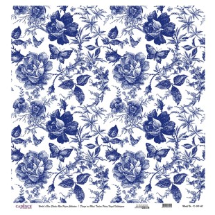 Рисовая карта для декупажа Cadence "Blue shades" 60х60см, K-010 бабочки в цветах фон