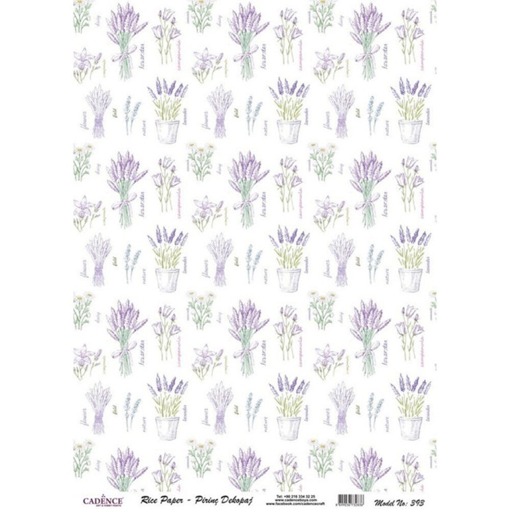 Рисовая карта "Rice paper" 30х42см, RDP393 лаванда