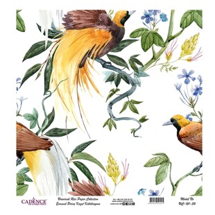 Рисовая декупажная карта Cadence "White Background" 30х30см, UC151 птицы на белом
