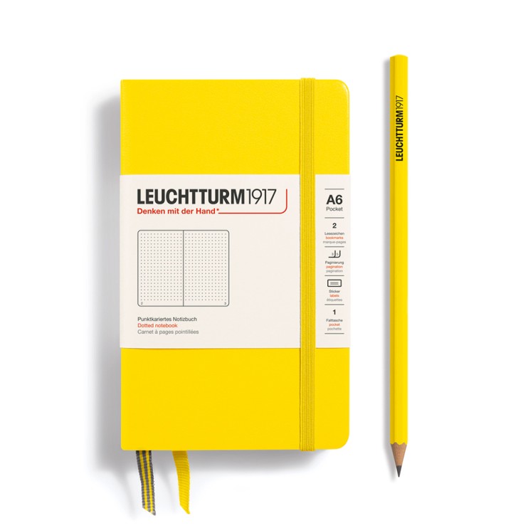 Блокнот в точку Leuchtturm1917 "Pocket" A6, 93л, 80гр/м², твердая обложка,Лимонный (344796)