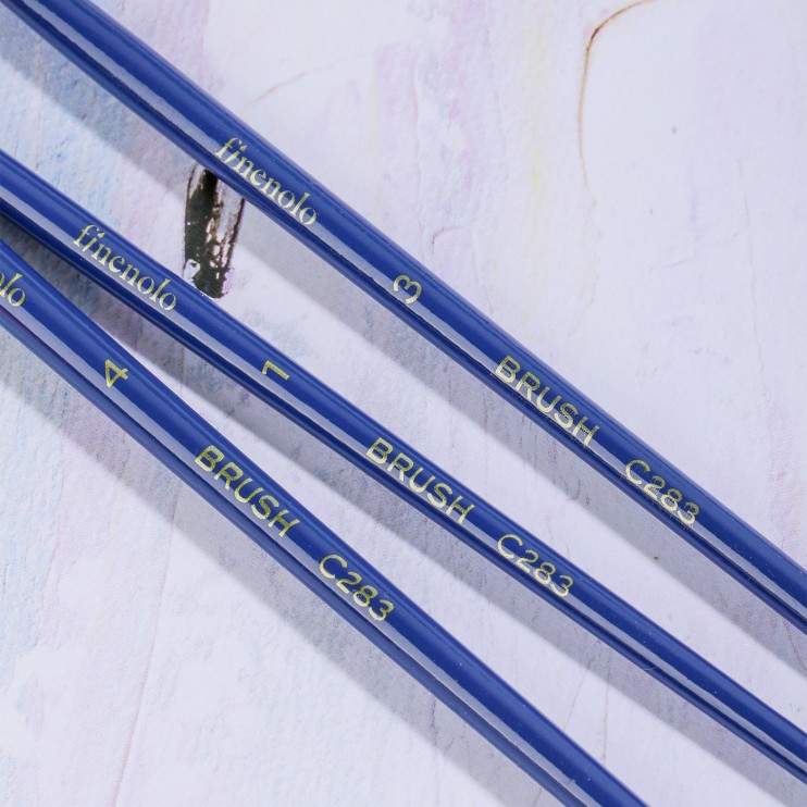 Комплект кистей для рисования синтетика круглая мягкая "Finenolo" на короткой ручке (4 штуки)