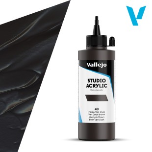 Акрил Vallejo "Studio" 49 Van Dyck Brown (Ван Дик коричневый), 200мл