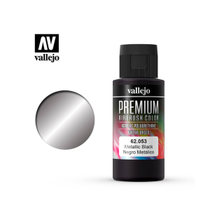 Краска для аэрографии Vallejo "Premium" цвет 62.053 (Metallic Black), 60 мл