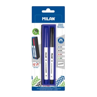 Набор маркеров для белой доски "Milan" 4 цвета, круглый наконечник, губка-держатель магнитная