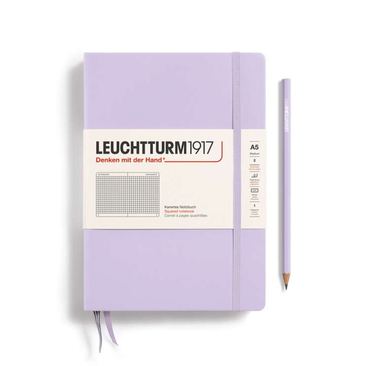 Блокнот в клетку Leuchtturm1917 "Medium" A5, 125л, 80гр/м², твердая обложка,Сиреневый