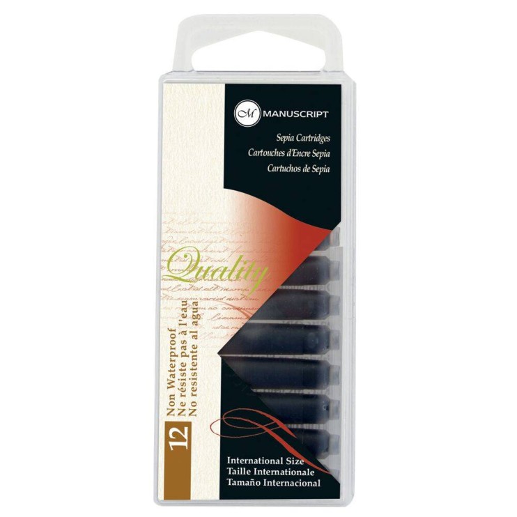Набор картриджей для перьевой ручки Manuscript "Fountain Pen" 12 штук, сепия