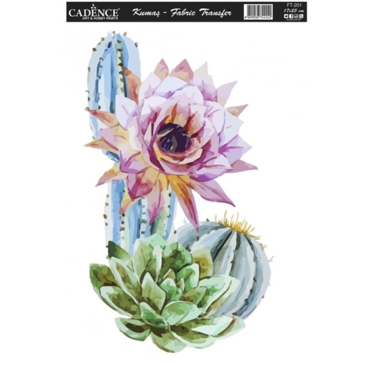 Трансфер по ткани 17х25 см, TM-201 кактусы