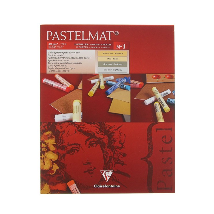 Блок бумаги для пастели Clairefontaine "Pastelmat" 24х30, 12л, 360гр/м, 4 цвета (96017С)