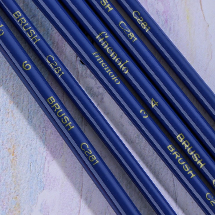 Комплект кистей для рисования синтетика круглая жесткая "Finenolo" на длинной ручке (6 штук)