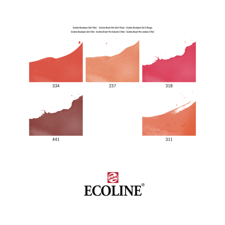 Набор акварельных маркеров "Ecoline" 5 цветов (красные цвета)