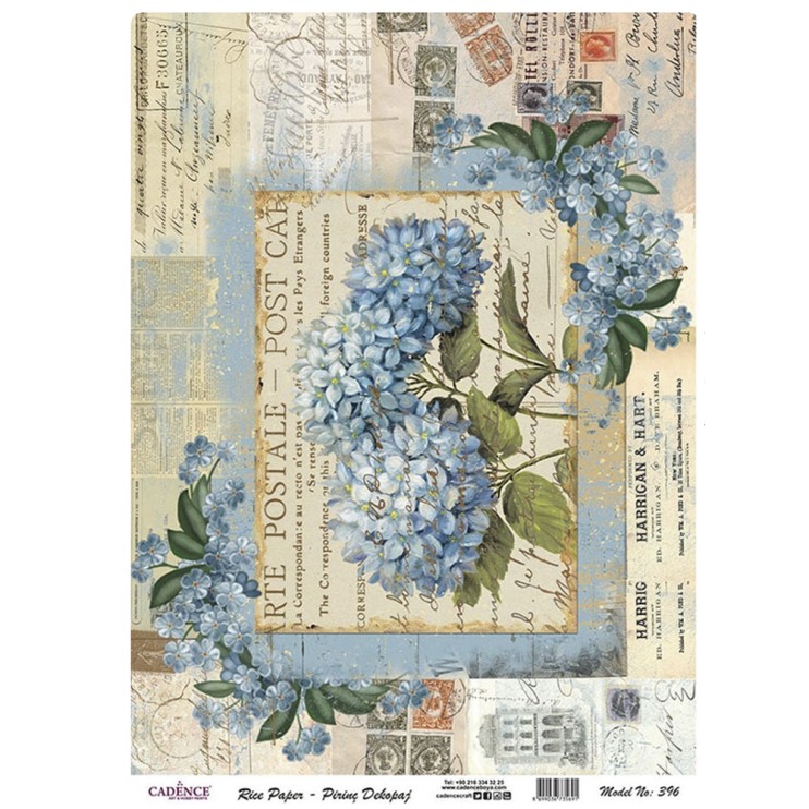 Рисовая карта "Rice paper" 30х42см, RDP396 гортензии письмо