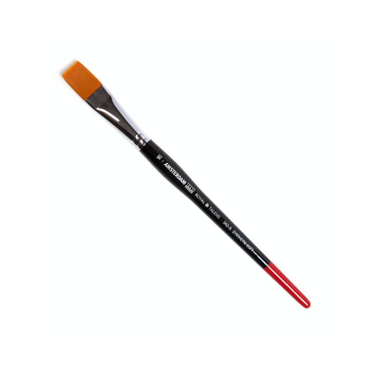 Кисть синтетика мягкая плоская "Amsterdam 342S" №16 на короткой ручке