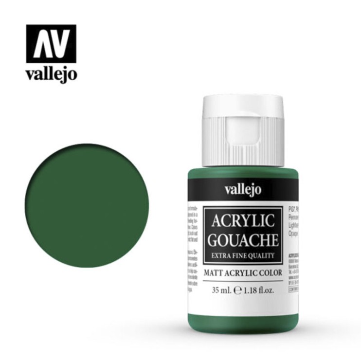 Гуашь-темпера Vallejo "Acrylic Gouache" 04.074 Изумрудно-зеленый, 35 мл