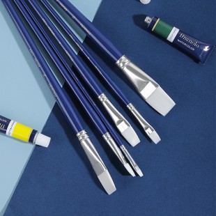 Комплект кистей для рисования синтетика плоская "Finenolo" на длинной ручке (6 штук)