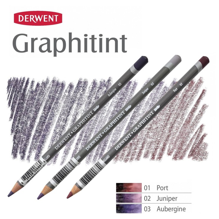 Комплект карандашей акварельных Derwent "Graphitint" Винные оттенки (№03, 02, 01)
