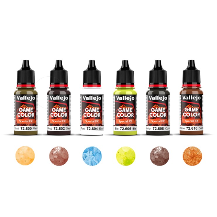 Набор красок для моделизма Vallejo "Game Color Special FX" 6 штук (№600, 602, 604, 606, 608, 610) по 18мл