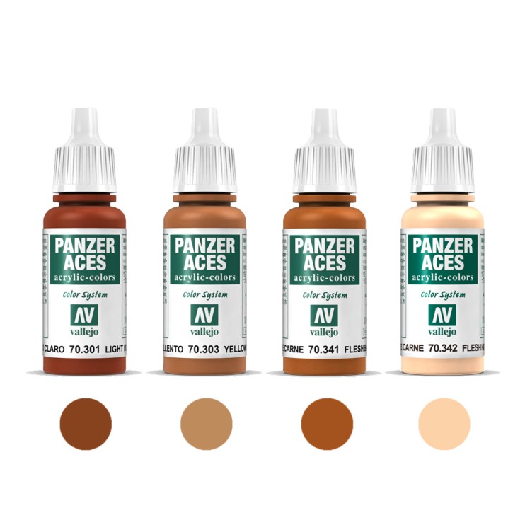 4 краски акриловые "Panzer Aces" №301, 303, 341, 342