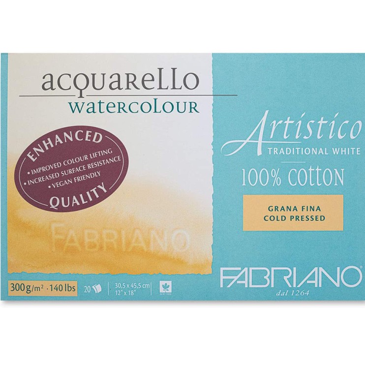 Склейка для акварели Fabriano "Artistico" 30,5x45,5см, 20л, 300гр/м² (сold pressed) (19013045)