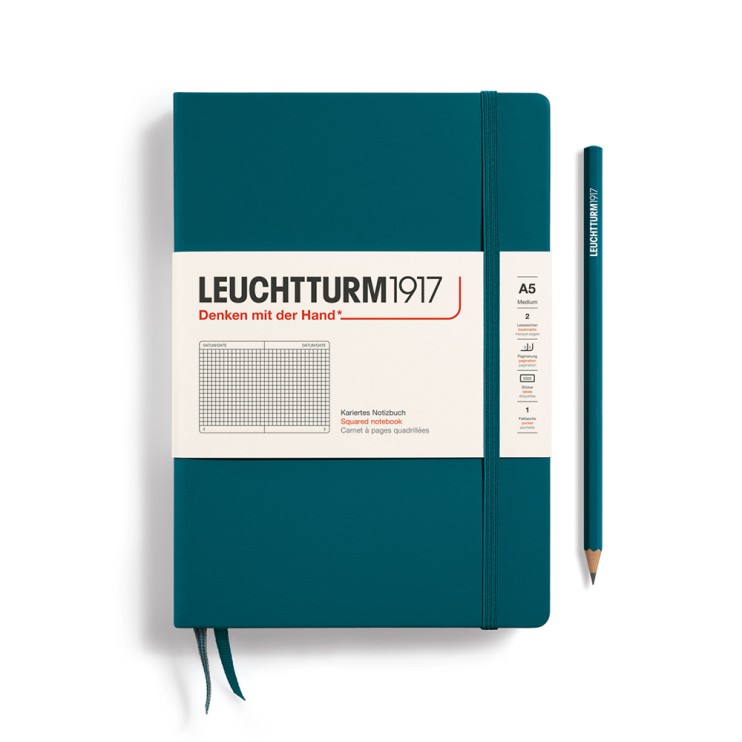 Блокнот в клетку Leuchtturm1917 "Medium" A5, 125л, 80гр/м², твердая обложка,Тихоокеанский