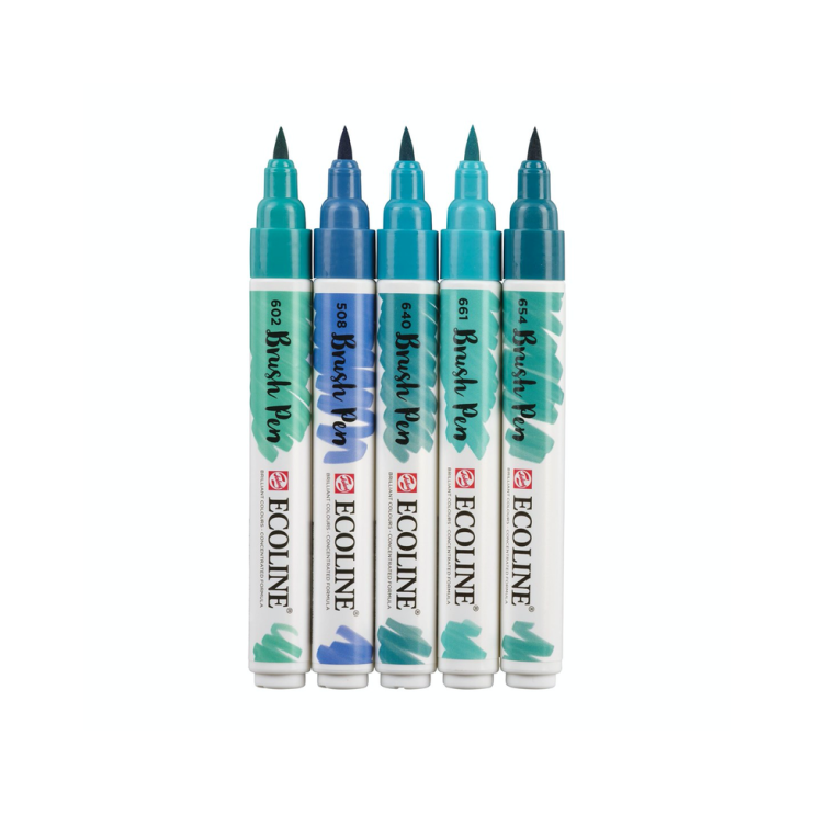 Набор акварельных маркеров "Ecoline" 5 цветов (зелено-голубые цвета)