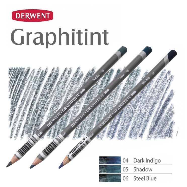 Комплект карандашей акварельных Derwent "Graphitint" Синие оттенки (№06, 05, 04)