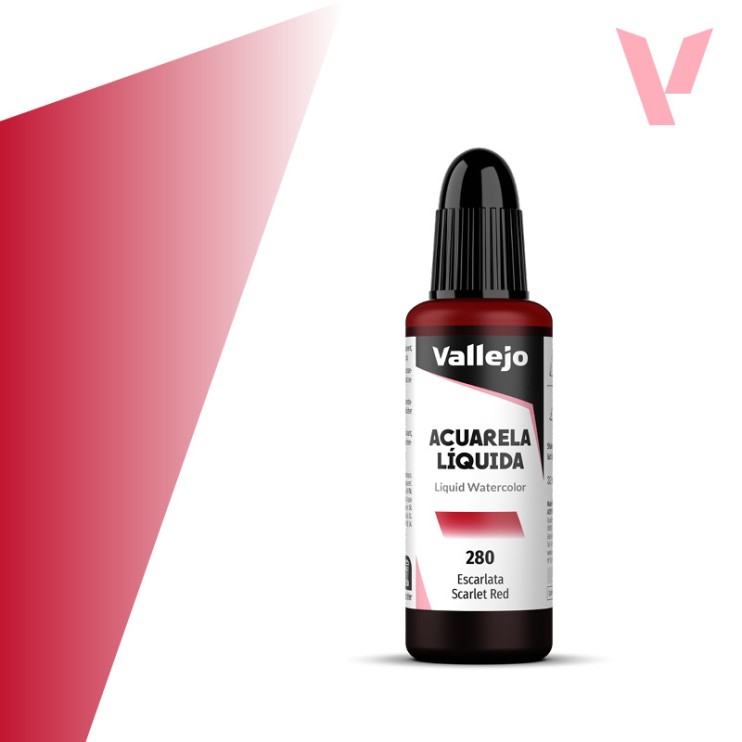 Жидкая акварель Vallejo "Acuarela Liquida" 280 Scarlet Red, 32 мл
