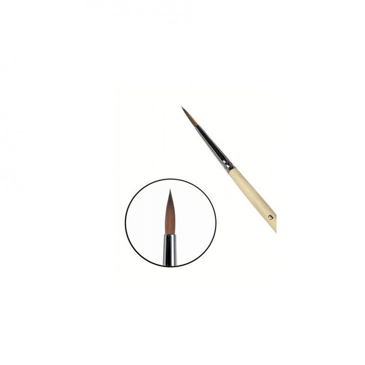 Кисть Черная речка Колонок круглый  № 3 удл.выставка/удл.ручка