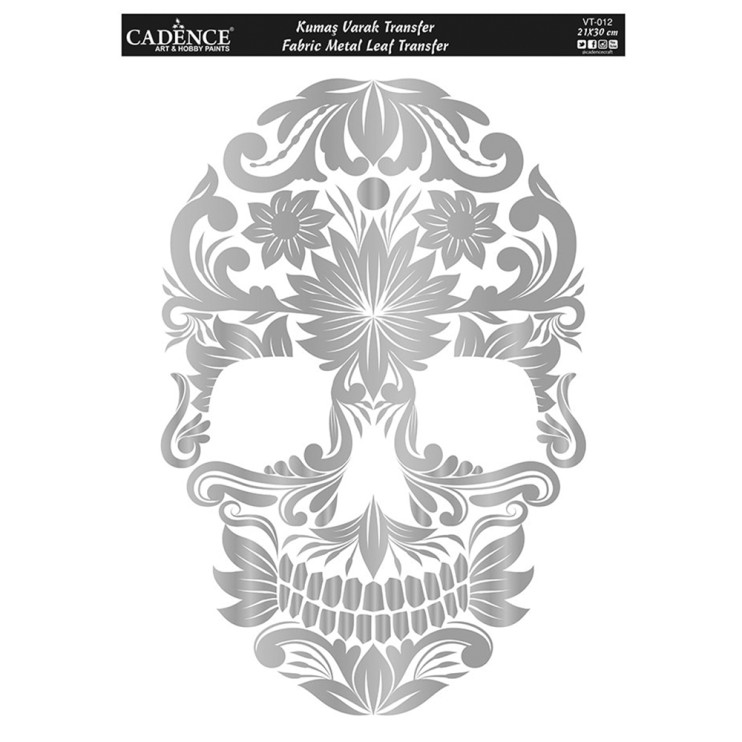 Трансфер "Fabric transfer" 21х30см, Silver VT012 череп цветы