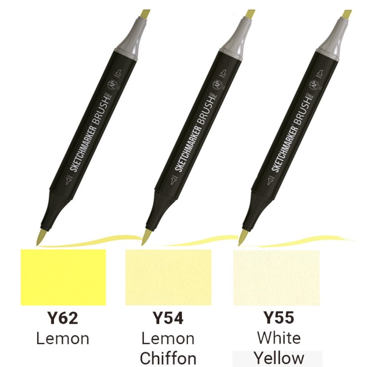 Комплект двусторонних маркеров Sketchmarker "Brush" 3 штуки (№Y62, Y54, Y55)