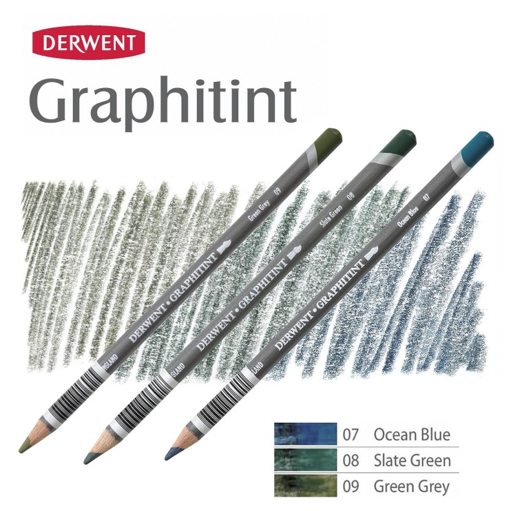 Комплект карандашей акварельных Derwent "Graphitint" Морские оттенки (№09, 08, 07)