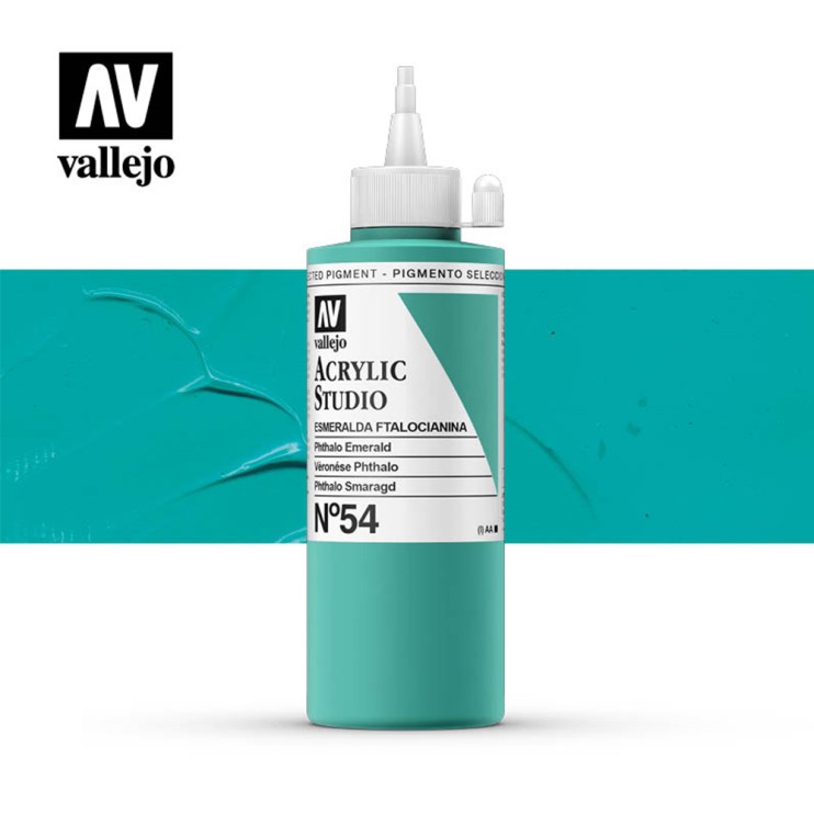 Акриловая краска Vallejo "Studio" #54 Phthalocyanine Emerald (Изумрудная), 200мл