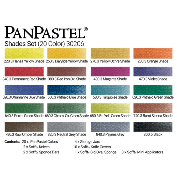 Набор сухой пастели PanPastel "Shades" 20 цветов PP30206