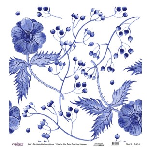 Рисовая карта для декупажа Cadence "Blue shades" 60х60см, K-021 цветок и рябина