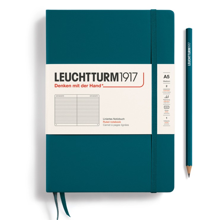 Блокнот в линейку Leuchtturm1917 "Medium" A5, 125л, 80гр/м², твердая обложка, Зеленый Океан
