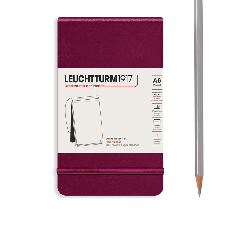 Блокнот без линовки Leuchtturm1917 "Reporter" A6, 92л, 80гр/м², твердая обложка, Красный портвейн